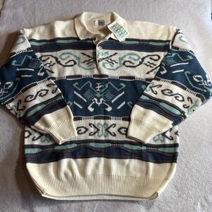 Vintage Mens Camela Knit Sweater Pullover 50% Lambswool 50% Acrylic Size 38